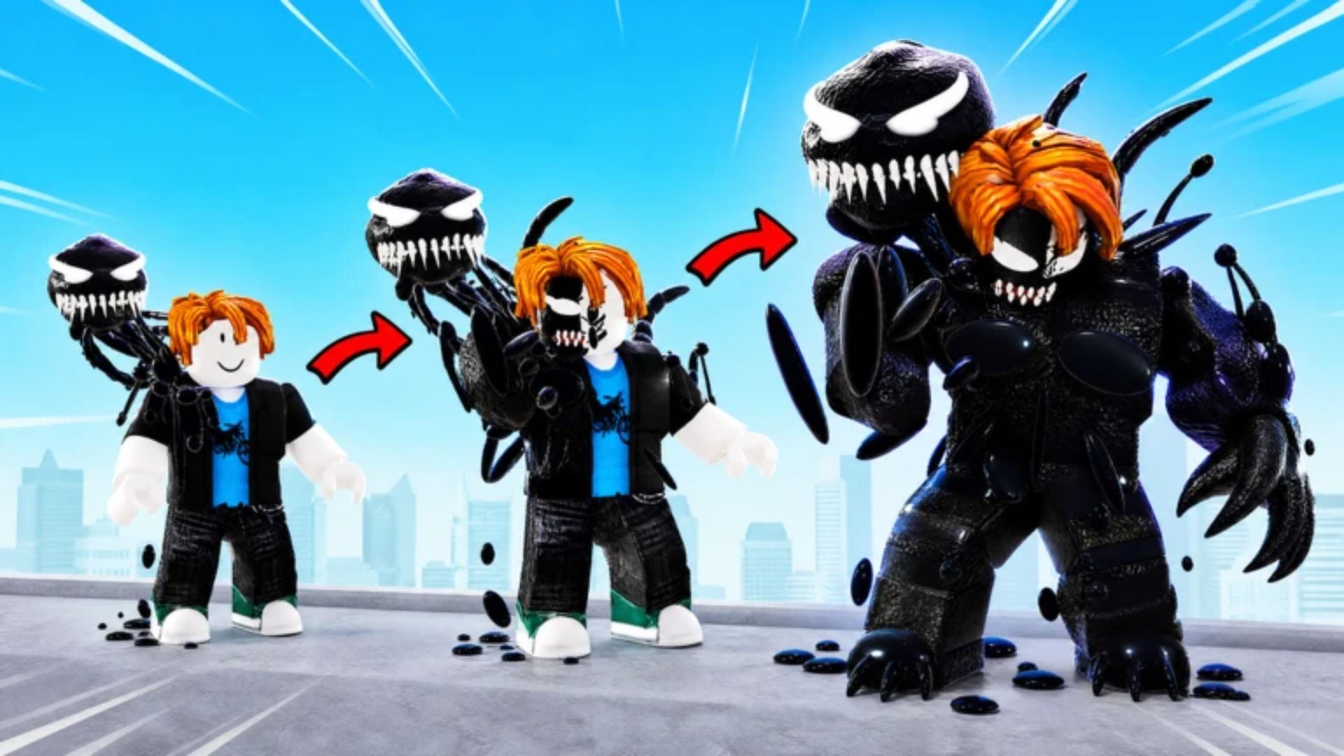 Screen of the +1 Venom Evolution simulator on Roblox, with Venom as the central theme of progression