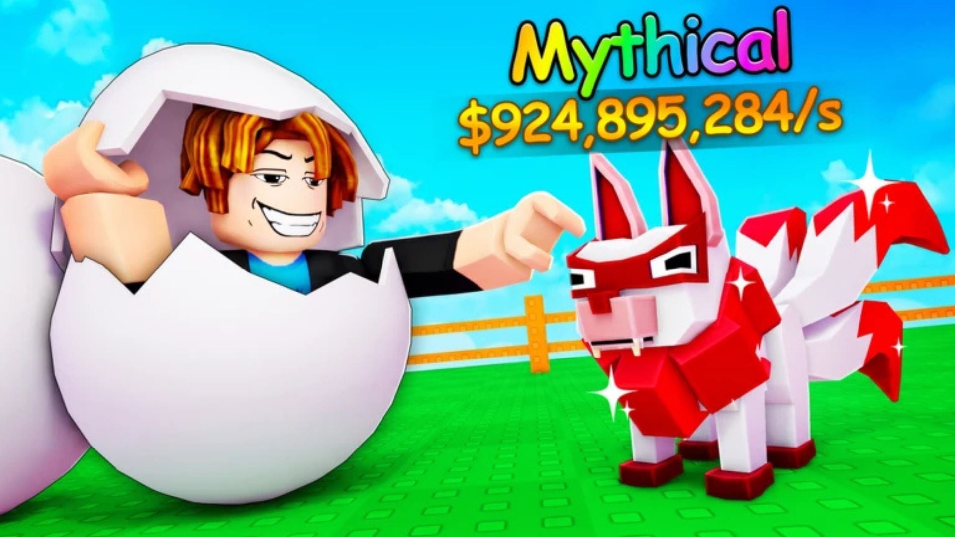 Banner oficial do simulador Fake an Egg no Roblox com ovos e pets colecionáveis