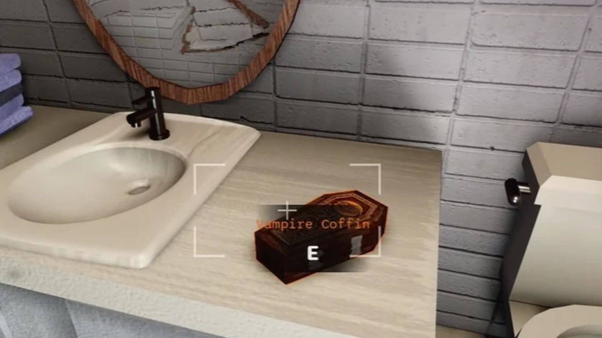 El ataúd de vampiro localizado en el lavabo de Paranormal en Roblox
