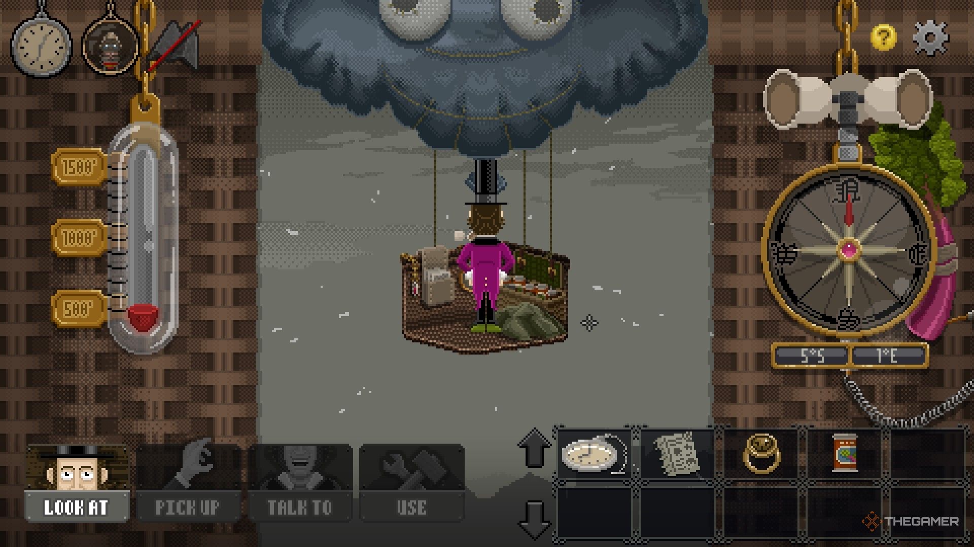 Cena do quebra-cabeça do balão de ar quente nos telhados de Londres