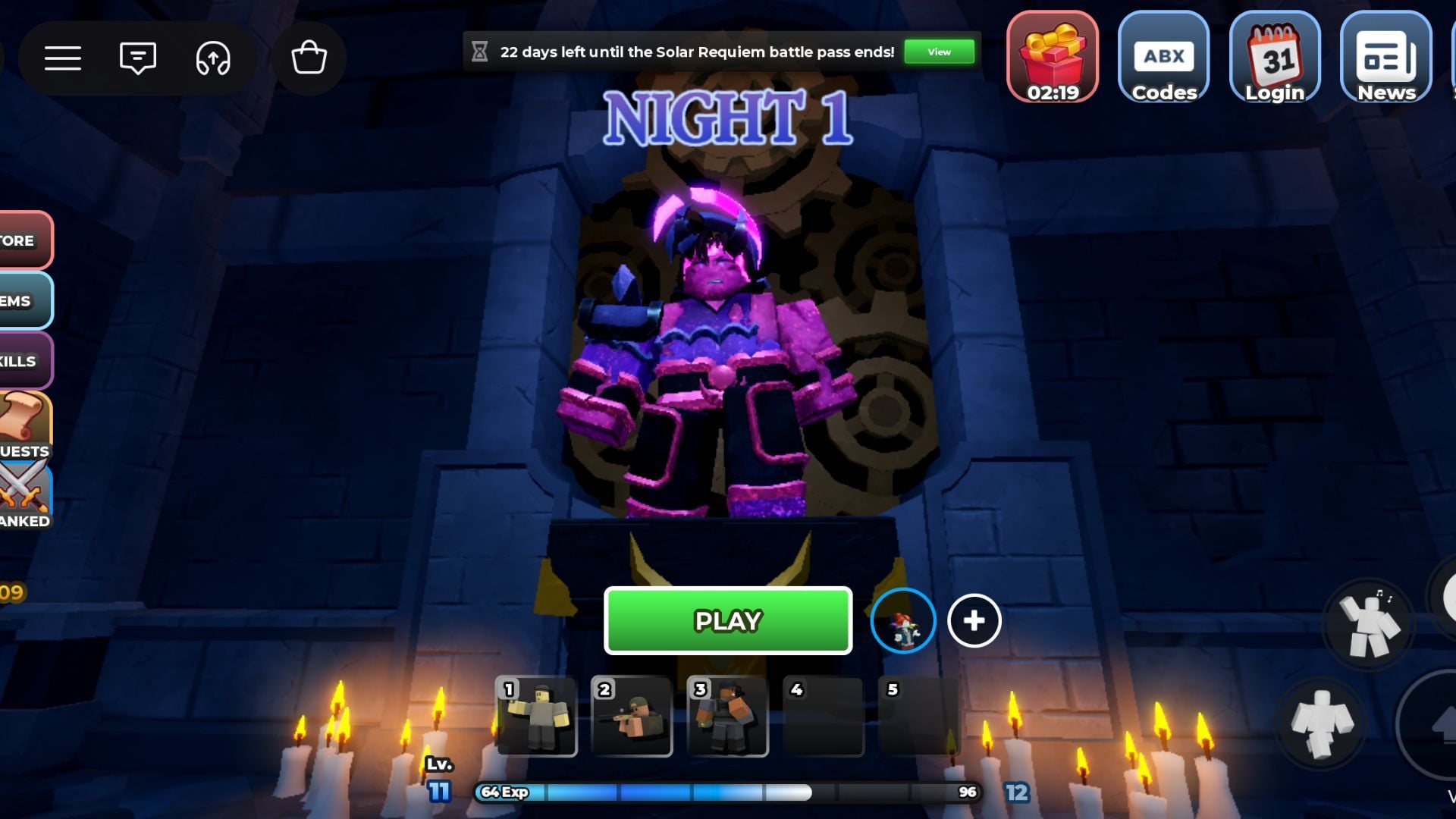 Interacting with the event NPC inside Tower Defense Simulator to initiate Night 1