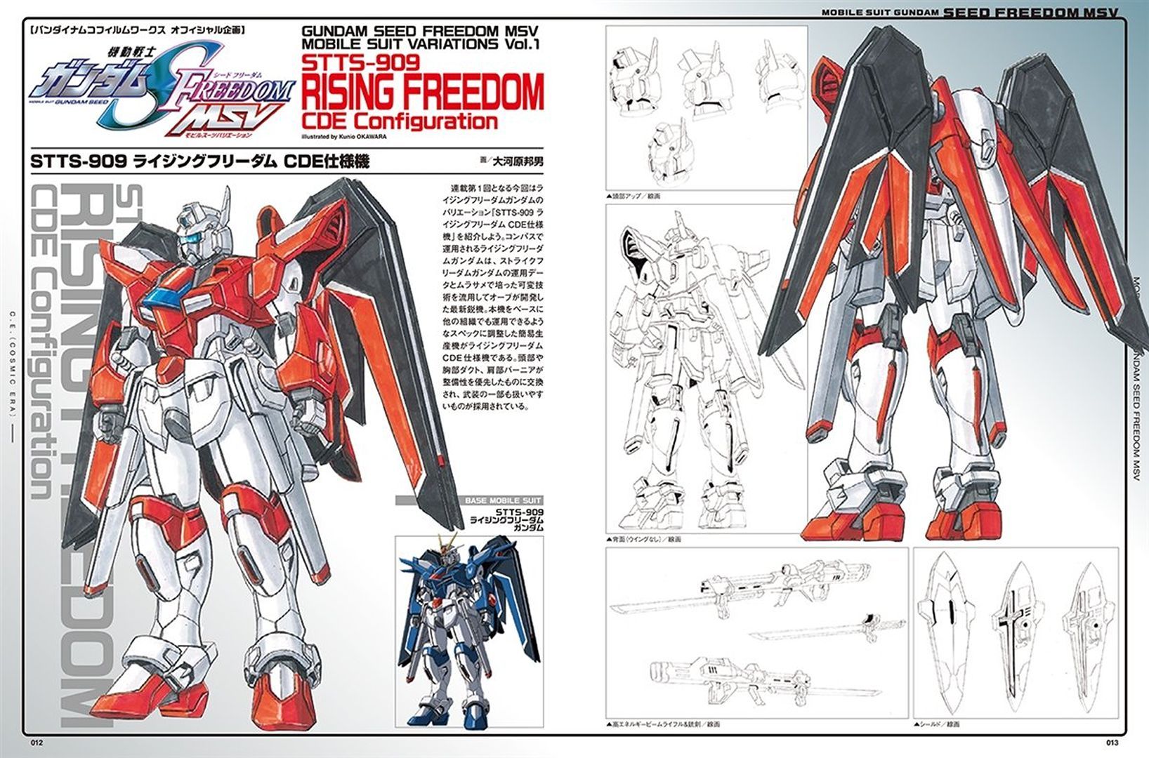 Modelos a escala High Grade 1/144 modificados por los modelistas de Hobby Japan para representar los mechas CDE-Spec