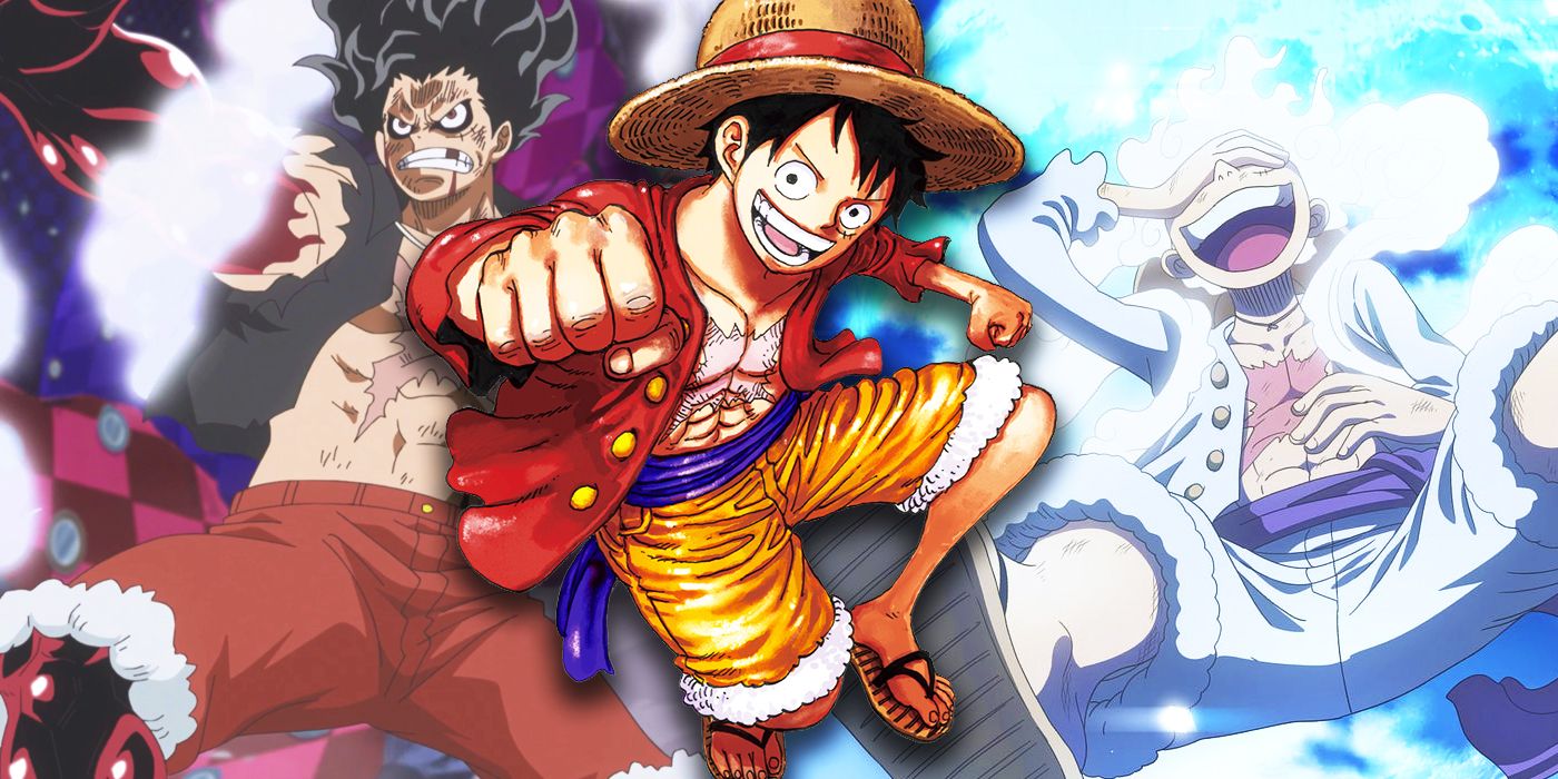 Luffy en Gear 4 y Gear 5 en el anime One Piece