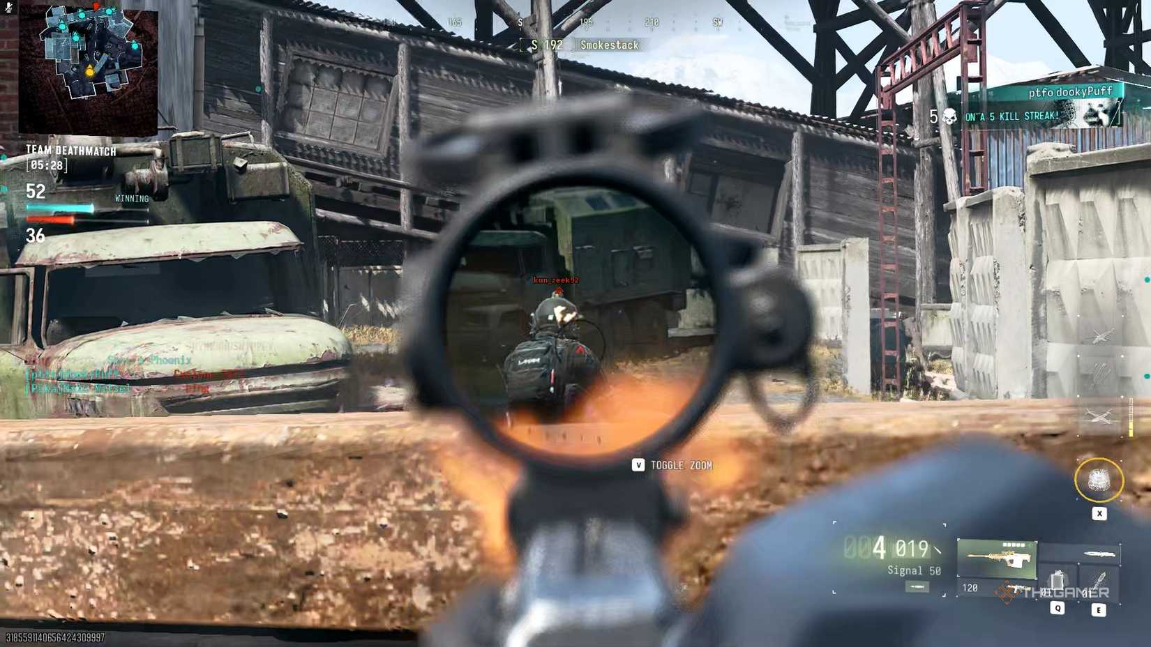 Escena de combate de Call of Duty: Modern Warfare 4 con un jugador apuntando un arma