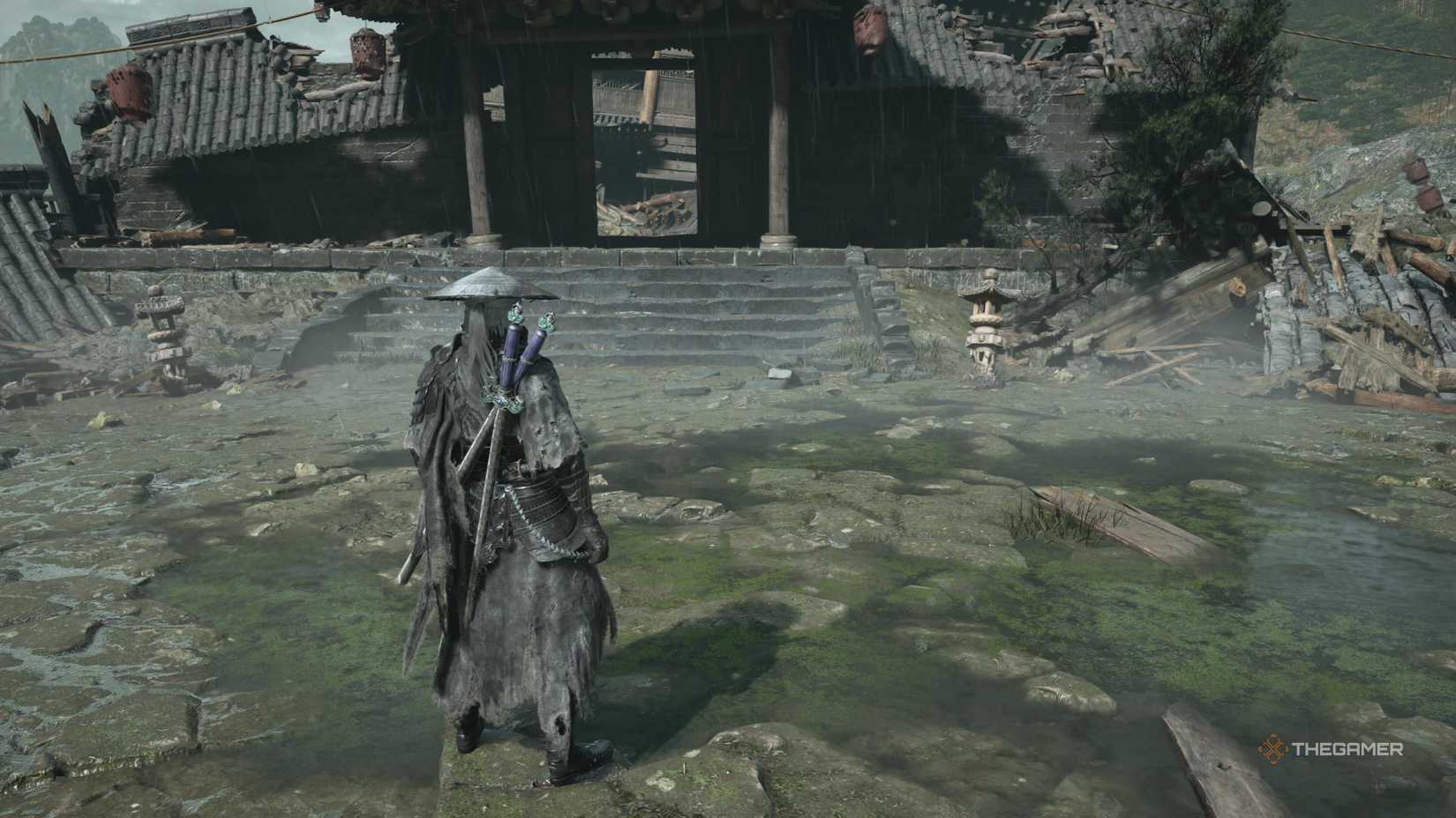 Soul frente a un arco de piedra en Phantom Blade Zero