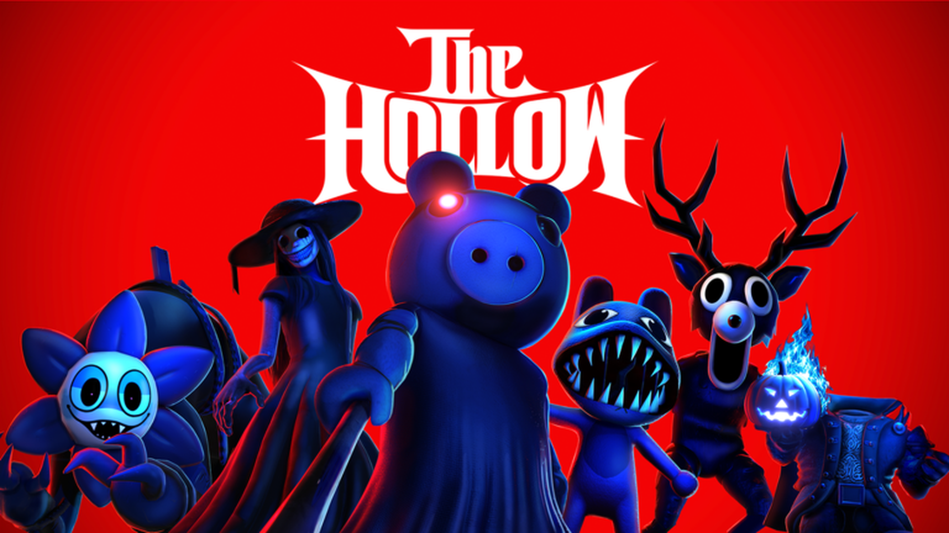 The Hollow Hub central hall showcasing cross-experience gateways and spooky lighting