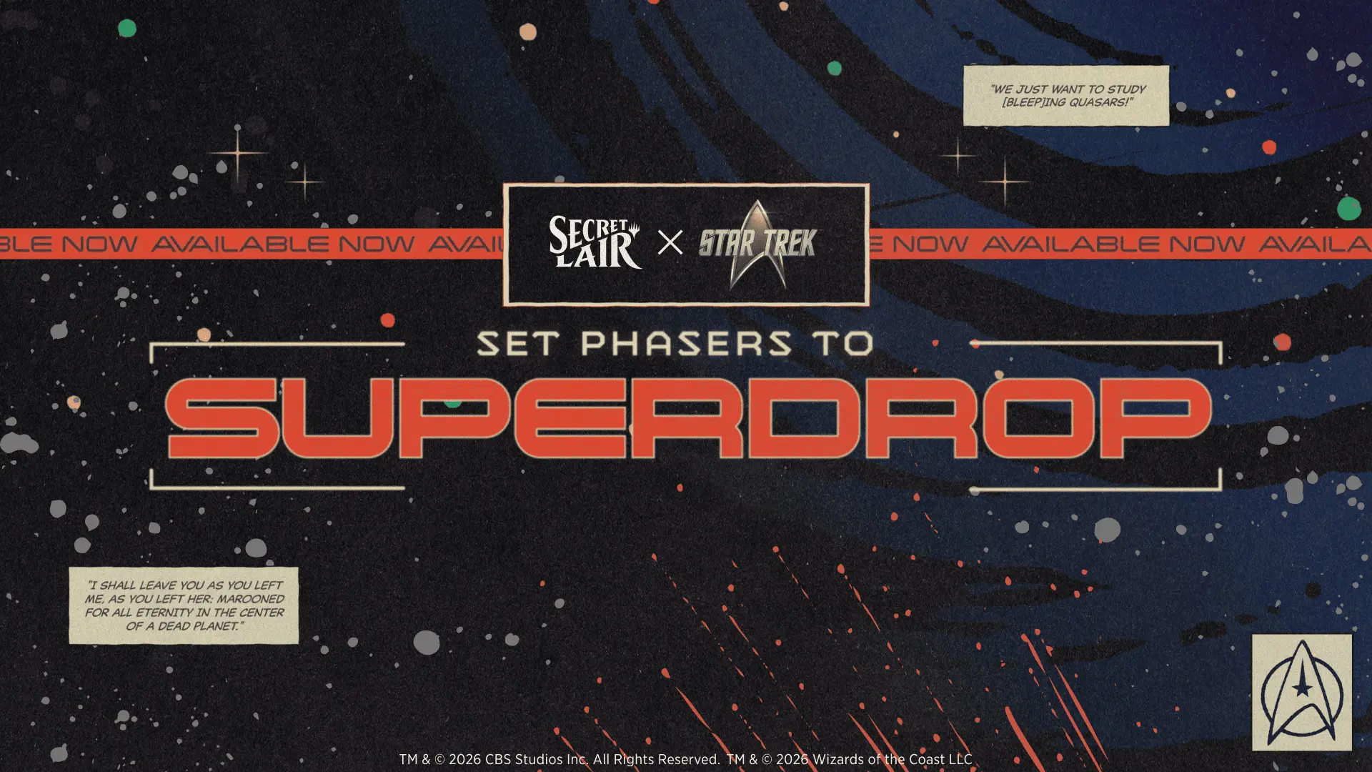 Arte oficial do Secret Lair x Star Trek Set Phasers to Superdrop