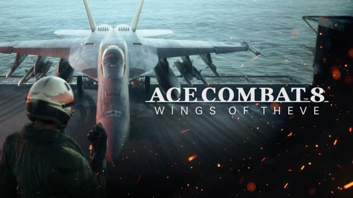 Arte promocional oficial de Ace Combat 8 Wings of Theve destacando caças em formação de combate