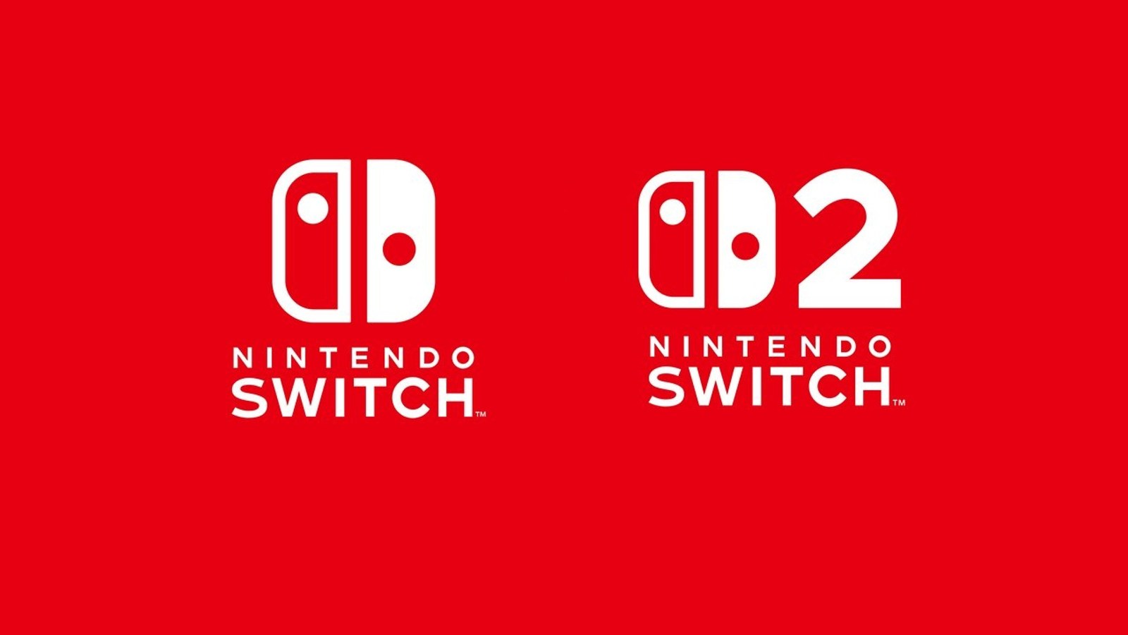 Logos de Nintendo Switch y Nintendo Switch 2 en fondo rojo, identidad visual de Nintendo
